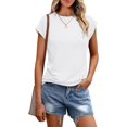 thumbnail image 1 of Womens Tops Casual Dressy Basic T Shirts Loose Fit Crewneck Cap Sleeve Tee Summer Outfits 2024, 1 of 6