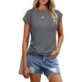 thumbnail image 1 of Womens Tops Casual Dressy Basic T Shirts Loose Fit Crewneck Cap Sleeve Tee Summer Outfits 2024, 1 of 6