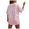 thumbnail image 1 of Womens Tops Casual Fashion Loose Short Sleeve Crew Neck Large Size T Shirts for Women Pink, 1 of 4