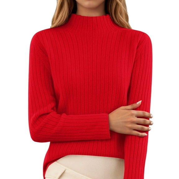 Womens Tops Casual Long Sleeve Crew Neck Tops Red Womens Thermal Top Warm Tops for Women Fall Tops