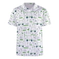 thumbnail image 1 of Womens Tops Casual Printed Short Sleeve Shirt Stand Collar Blouse,White,L, 1 of 3