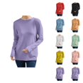 thumbnail image 1 of Womens Tops Casual Pullover Hoodie Knit Sweaters Cropped Y2K Trendy Fall School Outfit Sweater Loose Fit Ribbed Long Sleeve Top Soft Comfortable Round Neck Basic Tunic Blouse For Winter, 1 of 5