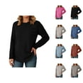 thumbnail image 1 of Womens Tops Casual Pullover Hoodie Long Sleeve Knit Trendy Cozy Loungewear Stylish Pullover Sweater With Round Neck Long Sleeve For Autumn Winter Fashion, 1 of 4