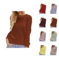 thumbnail image 1 of Womens Tops Casual Pullover Hoodie Long Sleeve Knit Trendy Cozy Loungewear Women's Sweater Soft Round Neck Basic Comfortable Loose Fit Winter Fall Fashion Clothes, 1 of 6