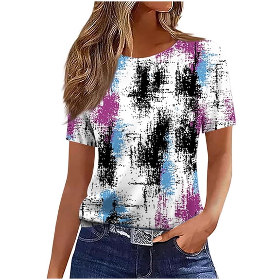 Womens Tops Casual Short Sleeve Crop Tops Plus Size Tshirts Shirts Plus Size Long Short Sleeve Blouses Work