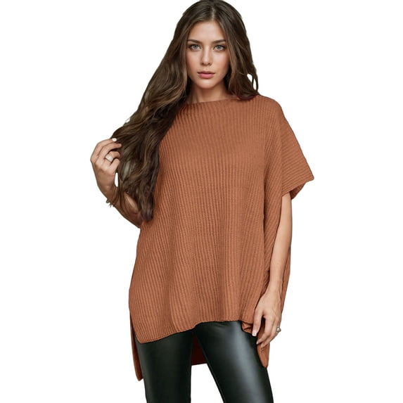 Womens Tops Casual Short Sleeve Sweater Loose Oversized Shirts Spring Tops for Women Camel XL