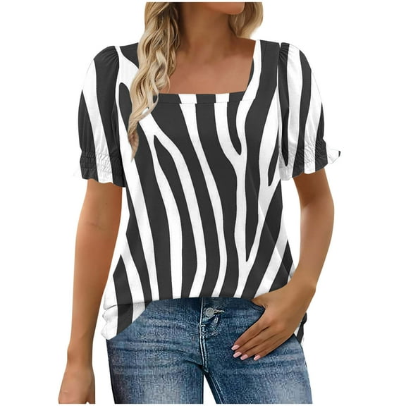 Womens Tops Casual Short Sleeve Tops Trendy Summer 2025 Fitted Tshirts Shirts Graphic Plus Size Blouses 4X-5X Black