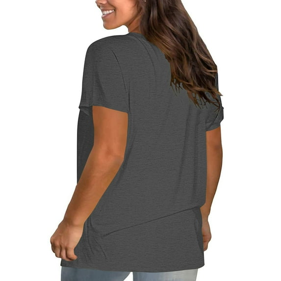 Womens Tops Casual Solid Color Cotton Round Neck Short Sleeve Loose Shirt T Shirt Cotton 1Pc Short Sleeve 2Xl Shirts for Women