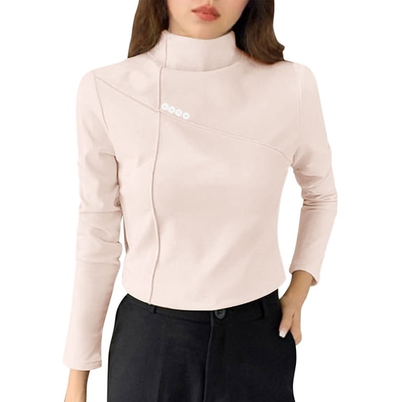 Womens Tops Casual Solid Color Long-Sleeve Double-Sided Fleece Base Layer Long Sleeve Shirts Fall Fashion Basic Thermal Underwear Tops Winter Clothes