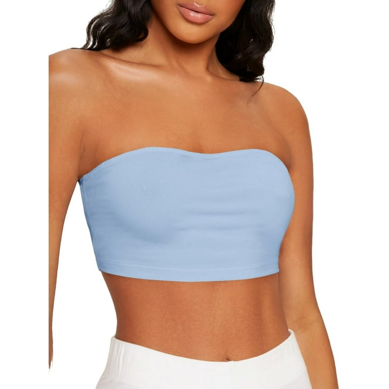 Light blue shop strapless top