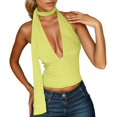 thumbnail image 1 of Womens Tops Casual T Shirts Sexy Sleeveless Low Cut Backless Hollow Out Strap Summer Streetwear Workout Clothes, 1 of 6