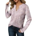 thumbnail image 1 of Womens Tops Casual V Neck Tops Pink Womens Long Sleeve Shirts Womens Basic Tops Fall Shirts Women, 1 of 5