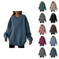 thumbnail image 1 of Womens Tops Casual Women's Solid Color Sweatshirt Women Fashion Solid Casual Loose Hoodie Neck Long Sleeve Sport Hoodie, 1 of 8