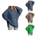 thumbnail image 1 of Womens Tops Casual Women's Solid Sweatshirt A Fashionable And Casual Solid Color Hooded Top With A Short Front And Long Back, 1 of 5