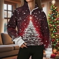 thumbnail image 1 of Womens Tops Christmas Print Lapel Zipper Long Sleeve Casual Pullover Sweatshirt,Sweatshirts for Women Red S, 1 of 6