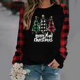 thumbnail image 1 of Womens Tops Christmas Print Plaid Long Sleeves Round Neck Winter Printed Loose Casual Sweatshirts,Tops for Women Red L, 1 of 6