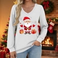thumbnail image 1 of Womens Tops Christmas V-neck Long Sleeved Casual Loose T-shirt Top,Blouse for Women White M, 1 of 6
