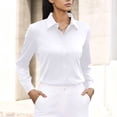 thumbnail image 1 of Cloaraye Womens Tops Classic Button Up Long Sleeve Shirts Solid Color Slim Fits Lapel Office Work Tops Business Dressy Shirts, 1 of 6
