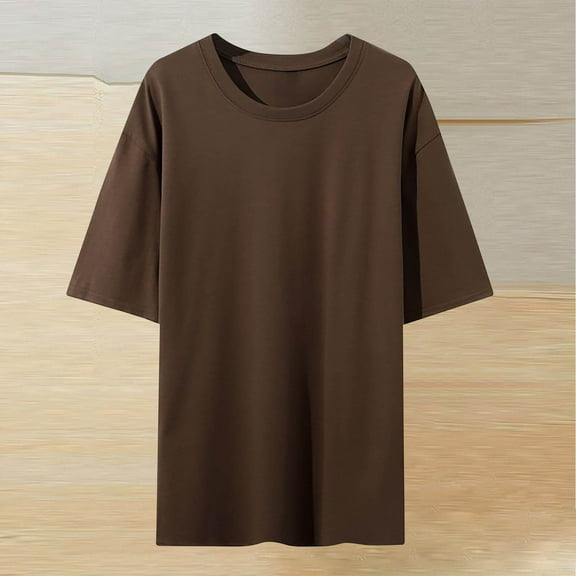 Womens Tops Plus Size T Shirts Round Neck Short Sleeve Loose Cotton and Linen Blouse Holiday Size M-3XL