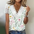 thumbnail image 1 of Womens Tops Clearance,Summer Tops for Women 2023 Trendy ,Women Fashion Summer Sexy Fold Printed Regular Women Short Sleeves V Neck Button Top Best Sell, 1 of 5