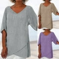 thumbnail image 1 of Womens Tops,Summer Tops for Women Trendy,The Fashion Women Summer Irregular Solid Top Blouse, 1 of 6