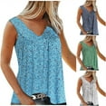 thumbnail image 1 of Womens Tops,Summer Tops for Women Trendy,Women's Fashion Printed Sleeveless Vest T-shirt Blouse V Neck Casual Tops, 1 of 6