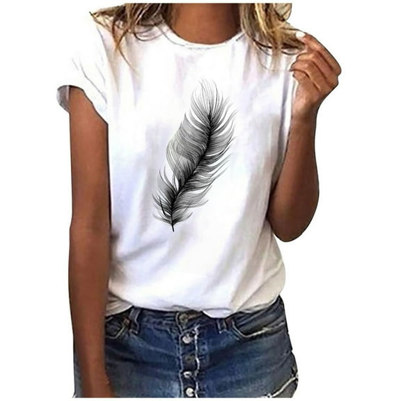 Womens Tops,Tbopshirt Summer Tops for Women,Plus Size T Shirts,Fashion Women T-Shirt Print Casual Top Tee Blouse,Short Sleeve Blouses