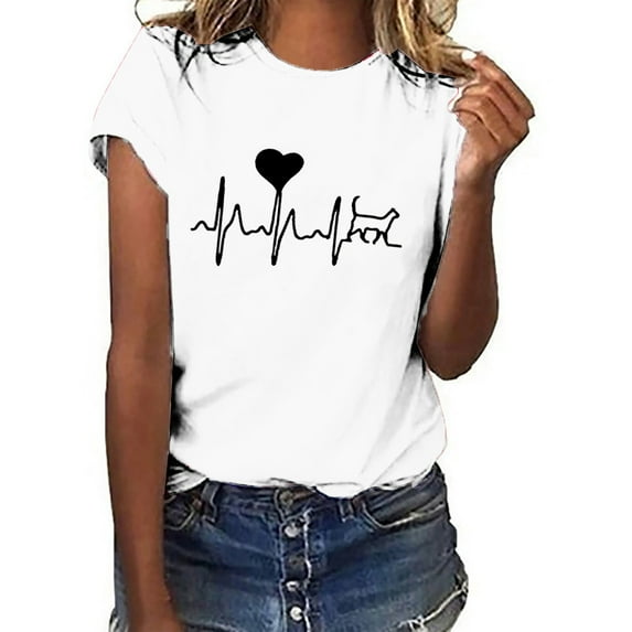 Womens Tops,Tbopshirt Summer Tops for Women,Plus Size T Shirts,Unisex T-shirt Printed Pattern Casual Fashion Soild Color Tops,Short Sleeve Blouses
