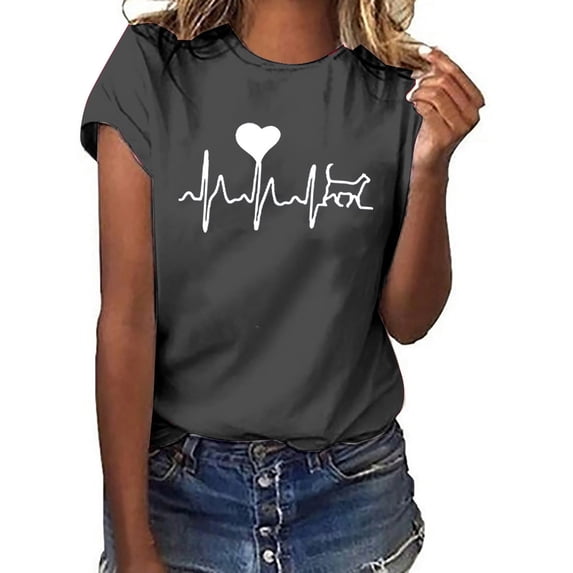 Womens Tops,Tbopshirt Summer Tops for Women,Plus Size T Shirts,Unisex T-shirt Printed Pattern Casual Fashion Soild Color Tops,Short Sleeve Blouses