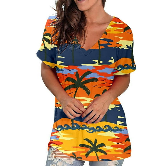 Womens Tops Tbopshirt Summer Tops for Women,Plus Size T Shirts,Women Crewneck Print Tees T Shirt Blouse Loose Tops,Short Sleeve Blouses