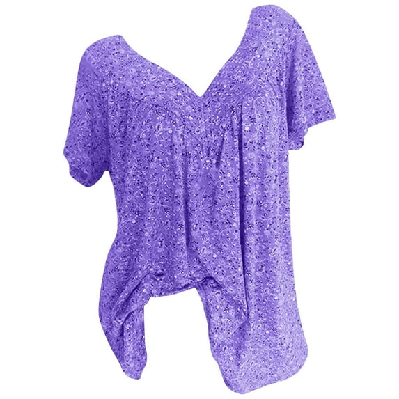 Womens Tops,Tbopshirt Summer Tops for Women,Plus Size T Shirts,Women Short Sleeves V-Neck Print Blouse Pullover Tops Blouses,Short Sleeve Blouses