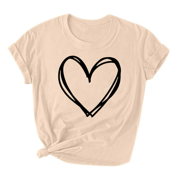 Womens Tops,Tbopshirt Summer Tops for Women,Plus Size T Shirts,Women Valentine Day Love Printed T-Shirt Top Round Neck Top Shirt,Short Sleeve Blouses