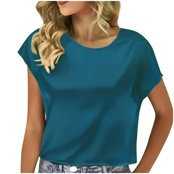 Womens Tops Tbopshirt Summer Tops for Women,Plus Size T Shirts,Women's Casual Solid Color Short-Sleeved Crew-Neck Top,Short Sleeve Blouses