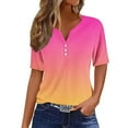 thumbnail image 1 of Womens Tops Under $10 Aofany V Neck T Shirts For Women Gradient Women Summer Short Sleeve Tops, 1 of 4