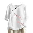 thumbnail image 1 of Womens Tops Under $10 Women Print Short Sleeve Loose Button Round-Neck Shirt Solid Blouse Tops White Xl, 1 of 6