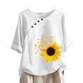 thumbnail image 1 of Womens Tops Clearance Under $10 Women Print Short Sleeve Loose Button Round-Neck Shirt Solid Blouse Tops White Xl, 1 of 6