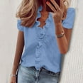 thumbnail image 1 of Womens Tops Women's Tops Women's Short Sleeved V-neck Casual Short Sleeved Solid Color Short Sleeved Shirt T-shirt Top Short Sleeved V-neck Top/shirt, M-4XL, 1 of 6