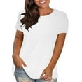 thumbnail image 1 of Womens Tops Clearance under $5 Plus Size Short Sleeve Pullover Solid Loose T Shirts Blouse Sales or Clearance White M, 1 of 4