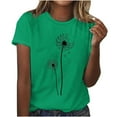 thumbnail image 1 of Womens Tops Clearance under $5 Printed Round Neck Short Sleeved Blouses Green L, 1 of 2