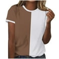 thumbnail image 1 of Womens Tops Color Block Crewneck Short Sleeve T Shirts Casual Oversized Summer Outfits, 1 of 4