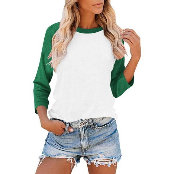 Womens Tops Color Block Crewneck Short Sleeve T Shirts Casual Oversized Summer Outfits