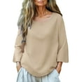thumbnail image 1 of Womens Tops Cotton Linen Long Sleeve Shirt Casual Plain Spring Summer T-Shirts Oversized Loose Ladies Elegant Baggy Tunic Top, 1 of 7