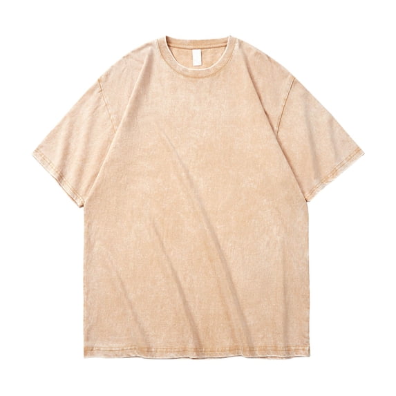 Womens Tops Cotton T Shirts Oversized Unisex Short Sleeves Casual Loose Wash Solid Basic Tee Tops