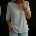 thumbnail image 1 of Womens Tops Crew Neck Elbow Length Sleeve Tshirts for Women Summer Fall Dressy Casual Pullover T-Shirts, 1 of 5