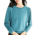 thumbnail image 1 of Womens Tops Crew Neck Long Sleeve Soft Pullover Sweater Lace Detail At Neck And Cuffs Slim Fit With Elasticity Polyester Spandex Blend Easy Care Xl Sweaters For Women, 1 of 5