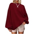 thumbnail image 1 of Womens Tops Crew Neck Printing Long Sleeve Colorblock Pullover Casual Loose Sports Shirt Casual Spring Fashion Tops Loose Fit Lightweight Girls Outfits Clothes, 1 of 5