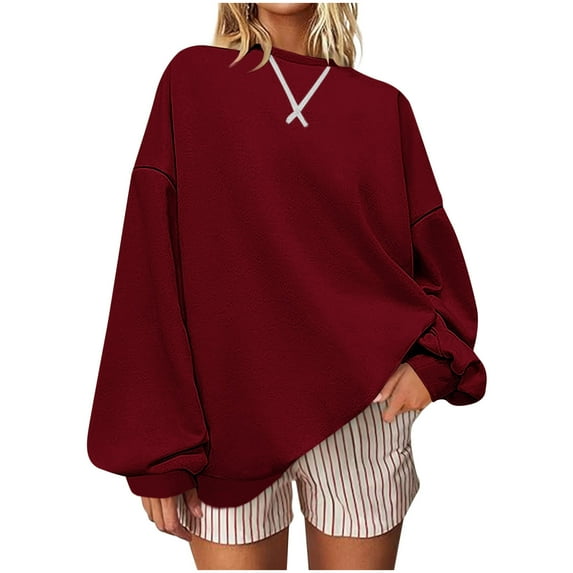 Womens Tops Crew Neck Printing Long Sleeve Colorblock Pullover Casual Loose Sports Shirt Casual Spring Fashion Tops Loose Fit Lightweight Girls Outfits Clothes