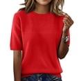 thumbnail image 1 of Womens Tops Crewneck Short Sleeve Sweater Pullover Knit Shirt Spring Outfits for Women 2026 Red S, 1 of 5