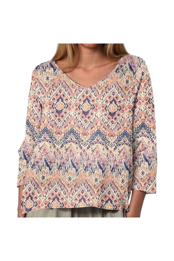 Womens Tops Cute Split Sleeve Printed Womens New Clothing,Khaki,S