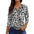 thumbnail image 1 of Womens Tops Dressy Casual 3/4 Sleeve T Shirts Henley V Neck Graphic Print Half Sleeve Blouse Tshirts, 1 of 4